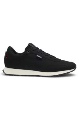 Knitted-upper sneakers with logo flag, Black