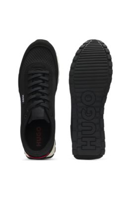Knitted-upper sneakers with logo flag, Black