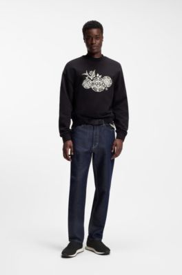 Deportivas con empeine de punto y etiqueta con logo, Negro