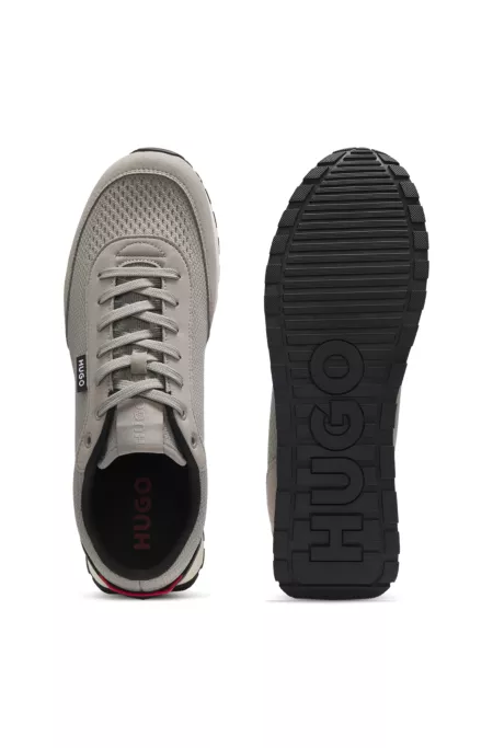 Knitted-upper sneakers with logo flag