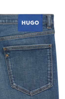 Jean Extra Slim en coton stretch bleu moyen, Turquoise