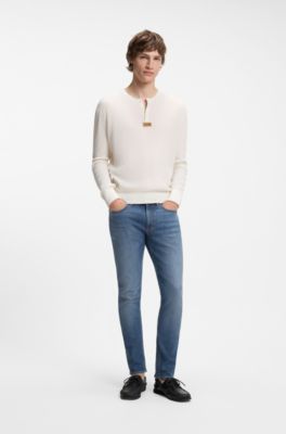 Jean Extra Slim en coton stretch bleu moyen, Turquoise