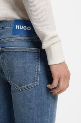 Jean Extra Slim en coton stretch bleu moyen, Turquoise