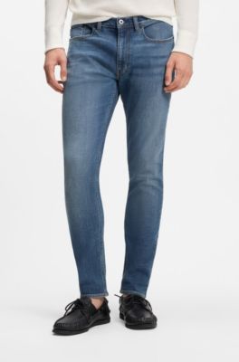 Jean Extra Slim en coton stretch bleu moyen, Turquoise