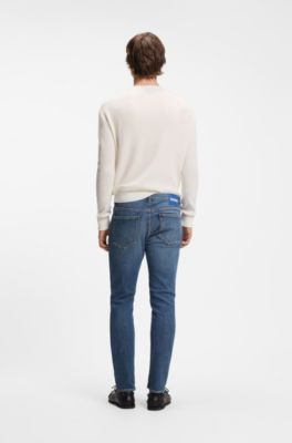 Jean Extra Slim en coton stretch bleu moyen, Turquoise