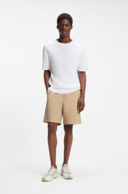 Knitted-upper trainers with embossed logo, Light Beige