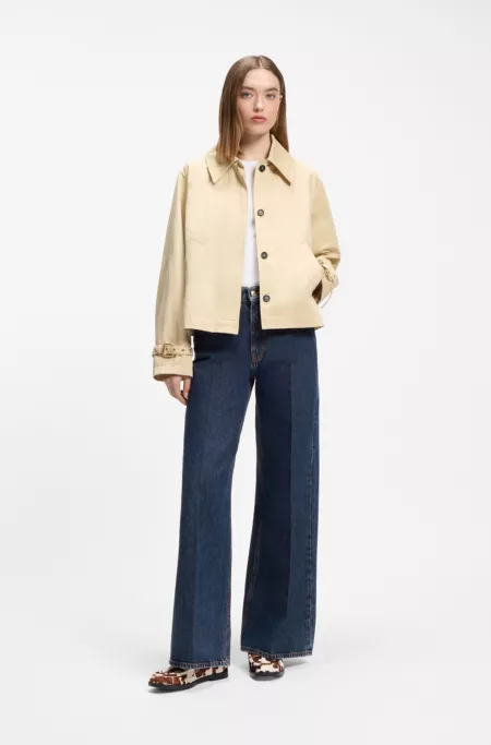 Wide-leg jeans in blue denim with front pleats