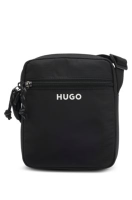 Bolso de bandolera con logo en contraste, Negro