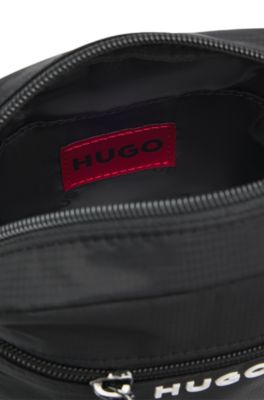 Bolso de bandolera con logo en contraste, Negro
