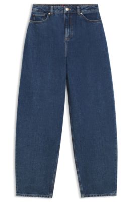 Barrel-leg jeans in blue Japanese denim, Blue