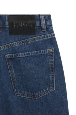 Barrel-leg jeans in blue Japanese denim, Blue