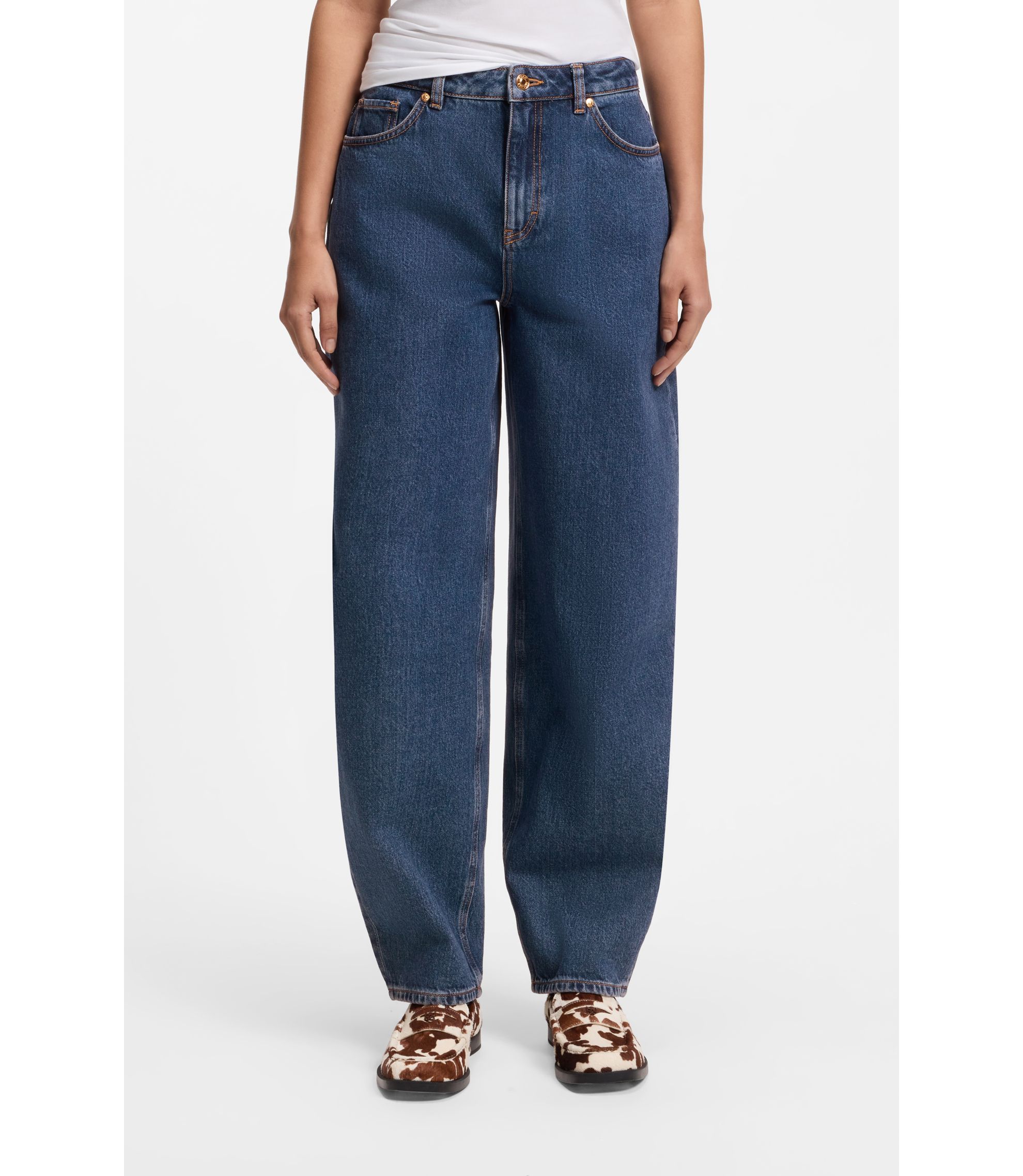 HUGO - Barrel-leg jeans in blue Japanese denim - Blue
