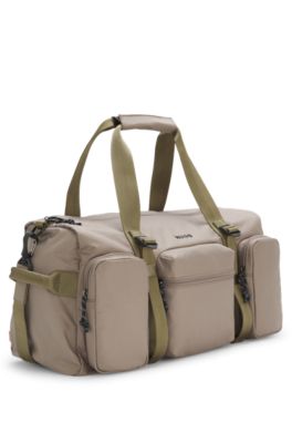 Holdall with silicone-print logo, Light Brown