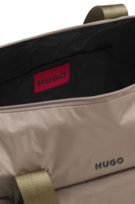 Holdall with silicone-print logo, Light Brown