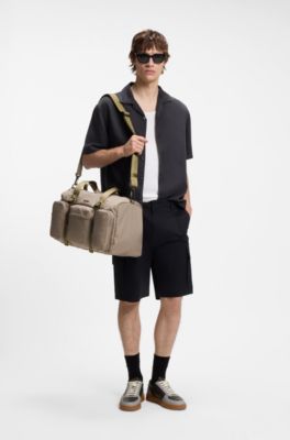 Holdall with silicone-print logo, Light Brown