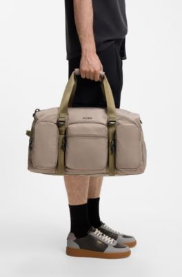 Holdall with silicone-print logo, Light Brown