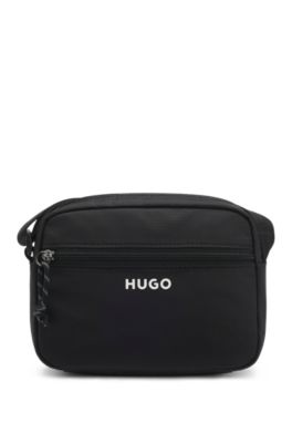 Crossbody bag with contrast logo print, Black