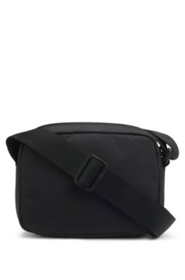 Sac &agrave; bandouli&egrave;re avec logo imprim&eacute; contrastant, Noir