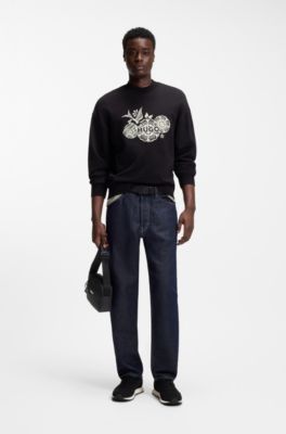 Crossbody bag with contrast logo print, Black