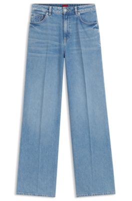 Wide-leg-fit jeans in light-blue denim, Blue