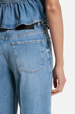 Wide-leg-fit jeans in light-blue denim, Blue