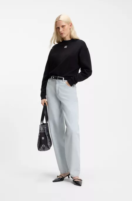 High-rise barrel-leg jeans in soft cotton
