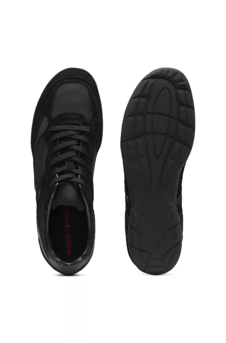 Mixed-material trainers with open mesh