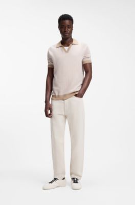 Mixed-material trainers with open mesh, White