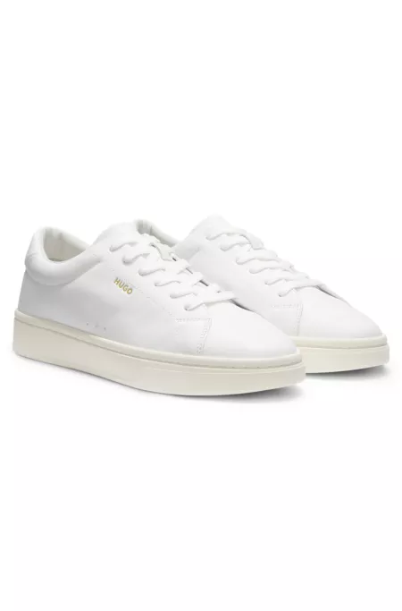 Nappa-leather trainers with gold-tone logo