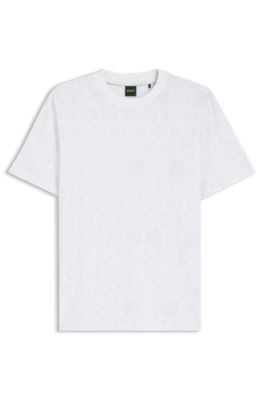 Camiseta regular fit de algod&oacute;n con motivo deportivo, Blanco