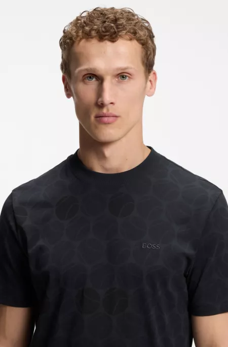 Regular-fit T-shirt in cotton with sporty motif