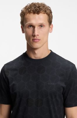 Camiseta regular fit de algod&oacute;n con motivo deportivo, Azul oscuro