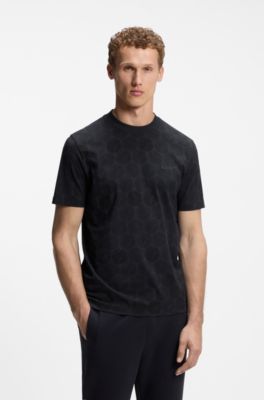 Camiseta regular fit de algod&oacute;n con motivo deportivo, Azul oscuro