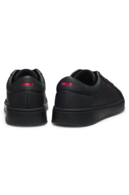 Contrast-logo trainers in faux leather, Black