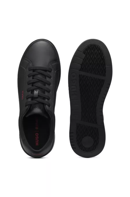 Contrast-logo trainers in faux leather