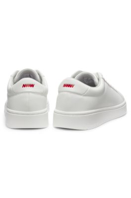 Contrast-logo trainers in faux leather, White