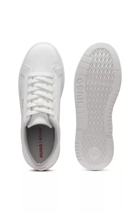 Contrast-logo trainers in faux leather