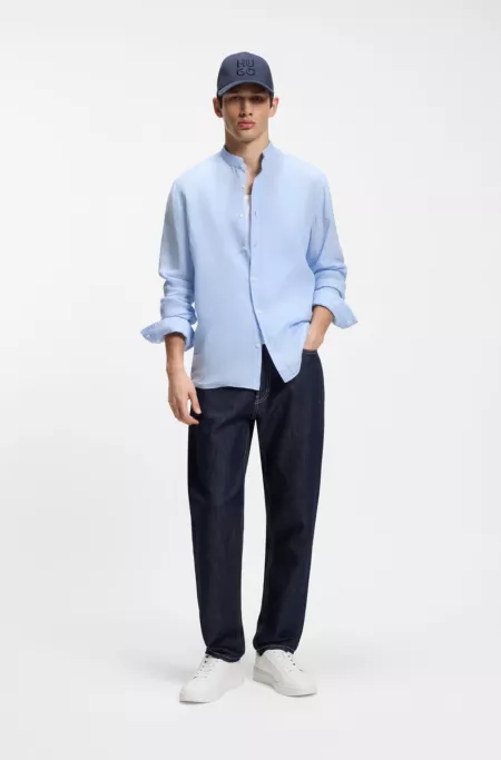 Contrast-logo trainers in faux leather