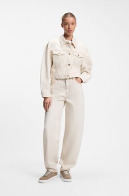 Suede trainers with stacked logos, Light Brown