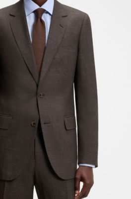 BOSS BY BECKHAM wool-blend slim-fit suit jacket, Dark Brown