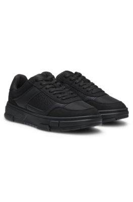 Lace-up trainers with monogram detailing, Black