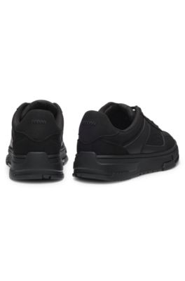 Lace-up trainers with monogram detailing, Black