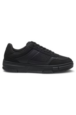 Lace-up trainers with monogram detailing, Black