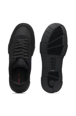 Lace-up trainers with monogram detailing, Black
