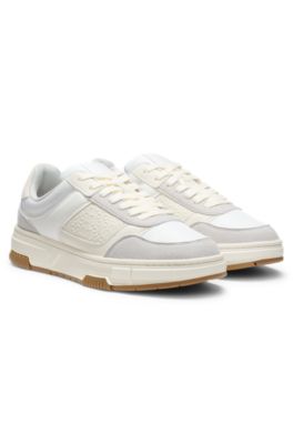 Lace-up trainers with monogram detailing, White