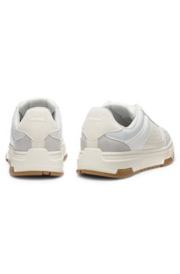 Lace-up trainers with monogram detailing, White