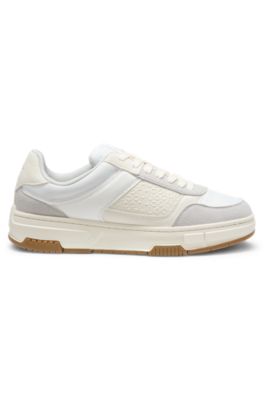 Lace-up trainers with monogram detailing, White