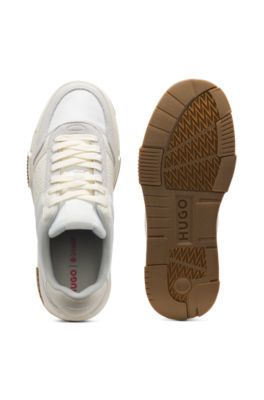 Lace-up trainers with monogram detailing, White