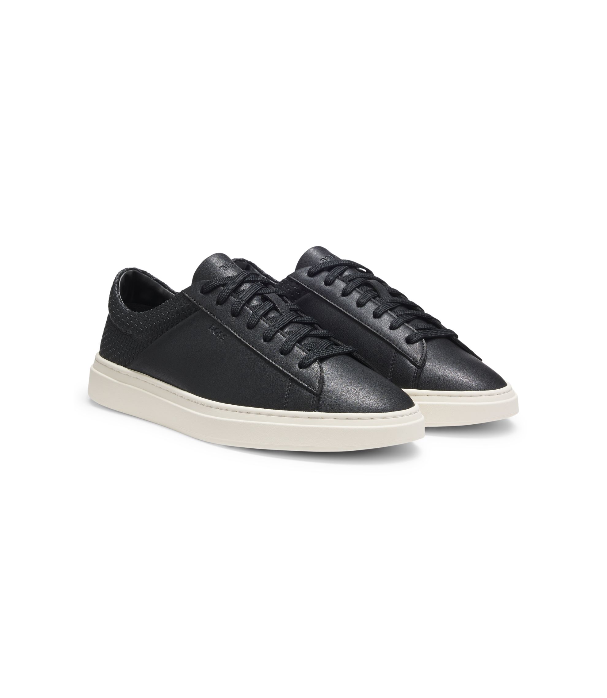 BOSS - Low-top trainers with woven and grained effects - Black