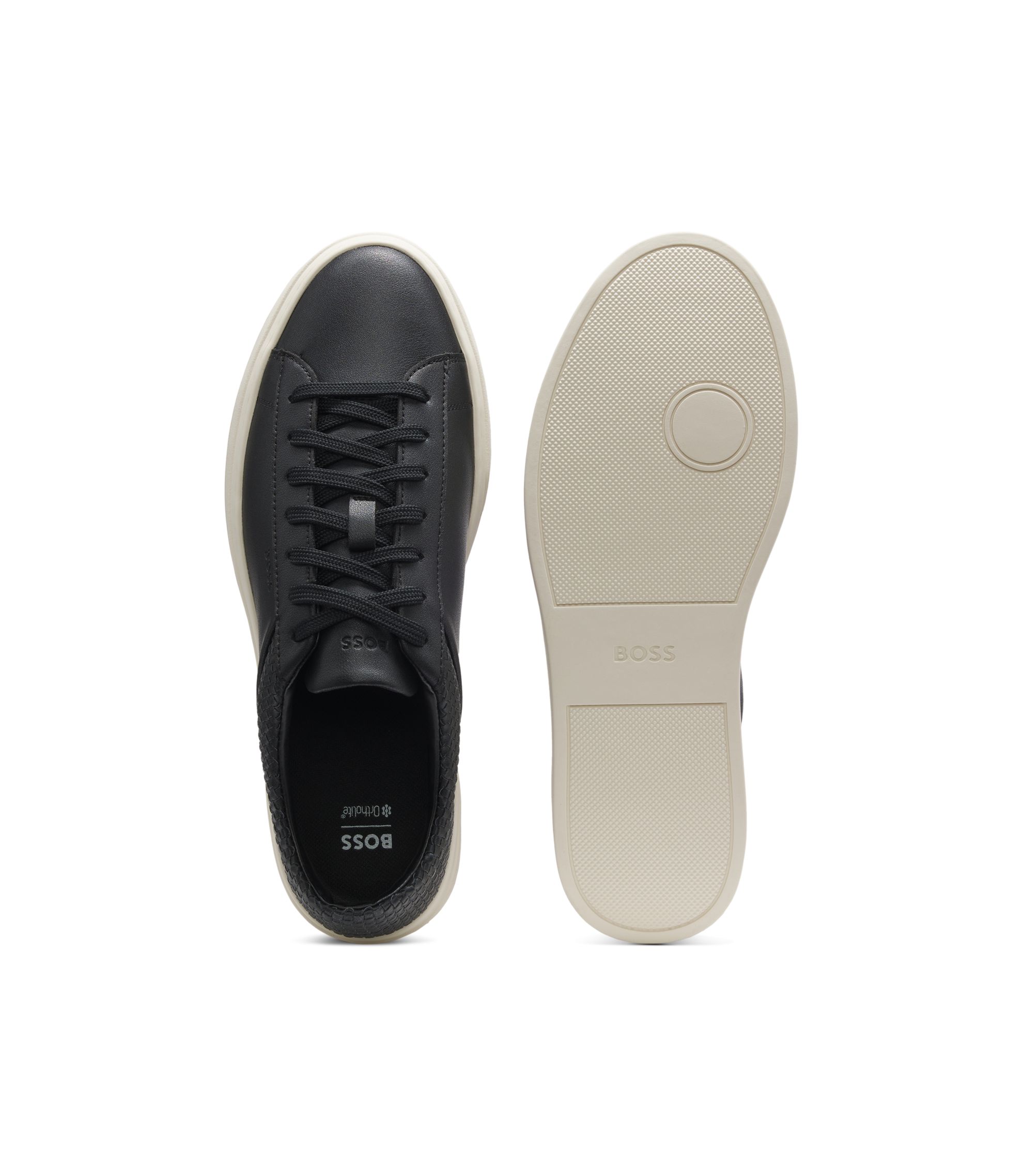 BOSS - Low-top trainers with woven and grained effects - Black